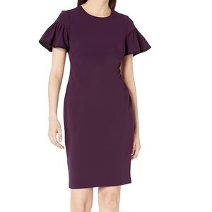 Purple Ruffle Sleeve Dress